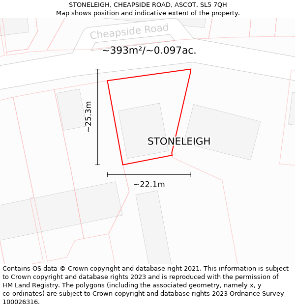STONELEIGH, CHEAPSIDE ROAD, ASCOT, SL5 7QH: Plot and title map