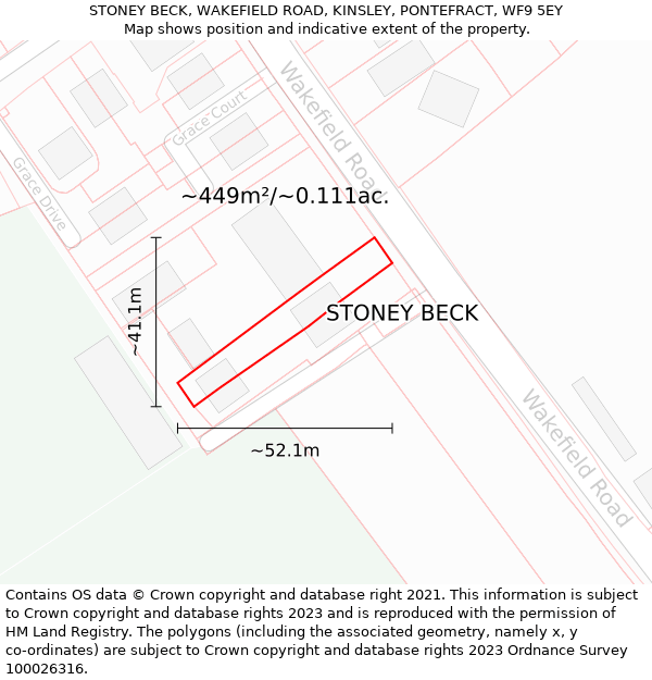 STONEY BECK, WAKEFIELD ROAD, KINSLEY, PONTEFRACT, WF9 5EY: Plot and title map