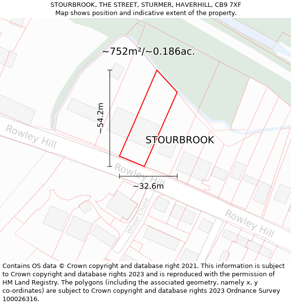 STOURBROOK, THE STREET, STURMER, HAVERHILL, CB9 7XF: Plot and title map