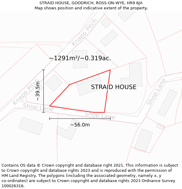 STRAID HOUSE, GOODRICH, ROSS-ON-WYE, HR9 6JA: Plot and title map