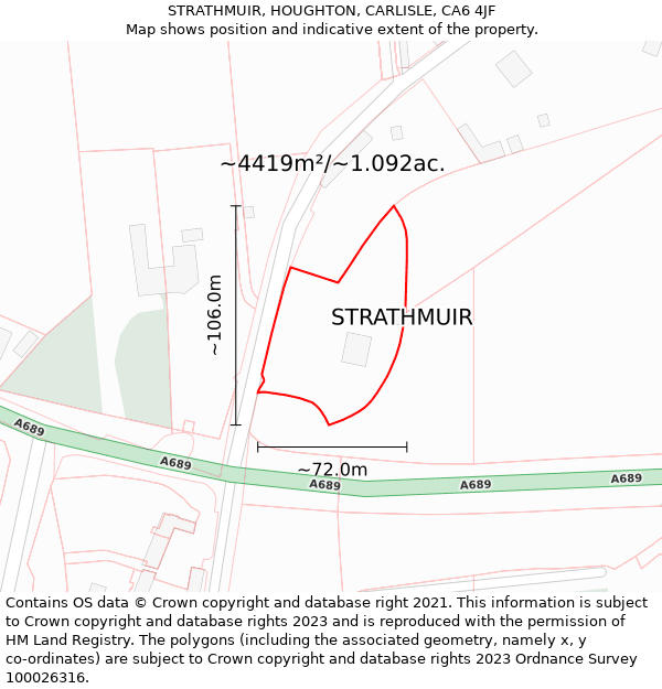 STRATHMUIR, HOUGHTON, CARLISLE, CA6 4JF: Plot and title map