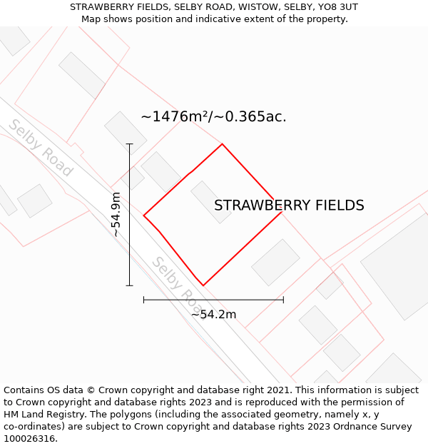 STRAWBERRY FIELDS, SELBY ROAD, WISTOW, SELBY, YO8 3UT: Plot and title map