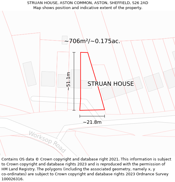 STRUAN HOUSE, ASTON COMMON, ASTON, SHEFFIELD, S26 2AD: Plot and title map