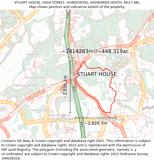 STUART HOUSE, HIGH STREET, HANDCROSS, HAYWARDS HEATH, RH17 6BL: Plot and title map