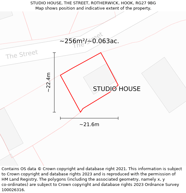 STUDIO HOUSE, THE STREET, ROTHERWICK, HOOK, RG27 9BG: Plot and title map