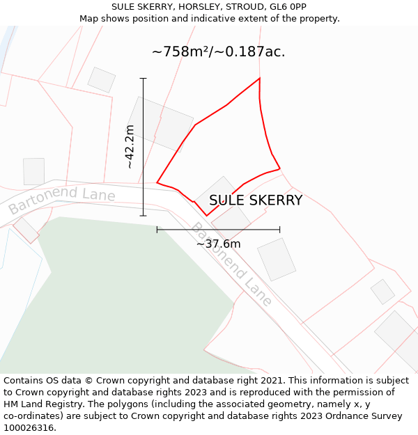 SULE SKERRY, HORSLEY, STROUD, GL6 0PP: Plot and title map