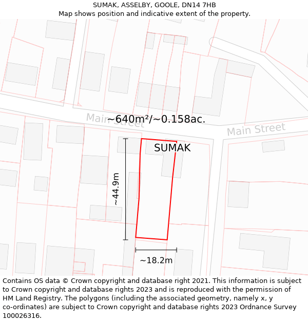 SUMAK, ASSELBY, GOOLE, DN14 7HB: Plot and title map