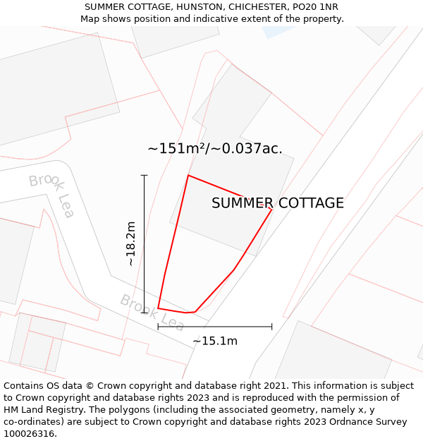 SUMMER COTTAGE, HUNSTON, CHICHESTER, PO20 1NR: Plot and title map