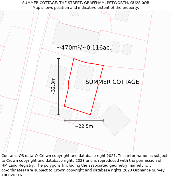 SUMMER COTTAGE, THE STREET, GRAFFHAM, PETWORTH, GU28 0QB: Plot and title map