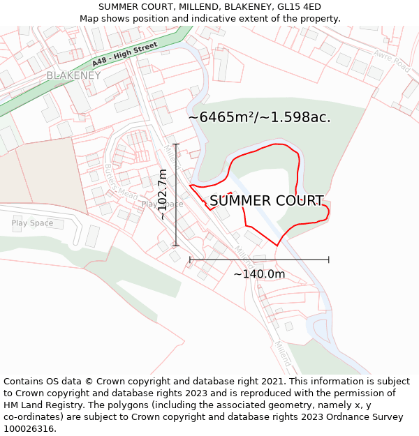 SUMMER COURT, MILLEND, BLAKENEY, GL15 4ED: Plot and title map