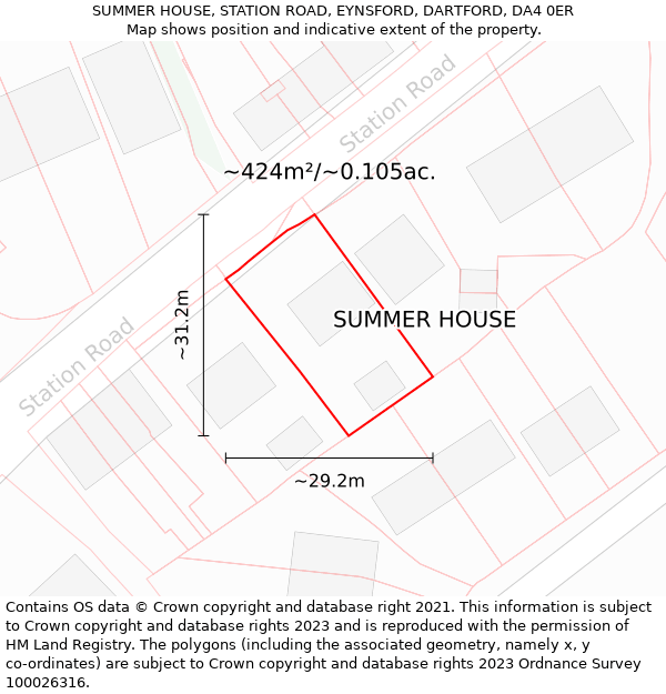 SUMMER HOUSE, STATION ROAD, EYNSFORD, DARTFORD, DA4 0ER: Plot and title map