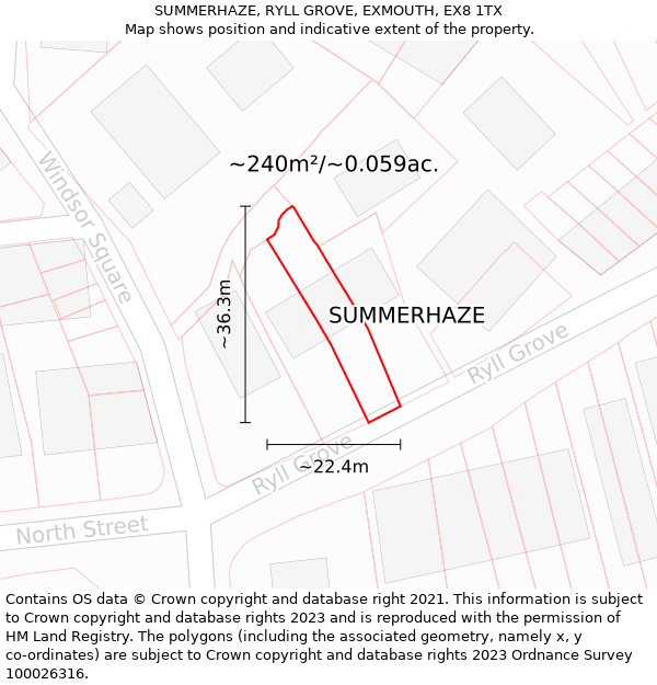 SUMMERHAZE, RYLL GROVE, EXMOUTH, EX8 1TX: Plot and title map