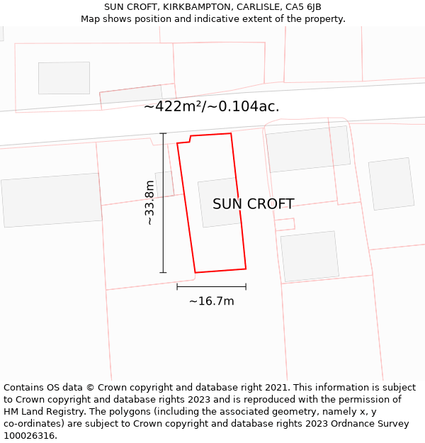 SUN CROFT, KIRKBAMPTON, CARLISLE, CA5 6JB: Plot and title map