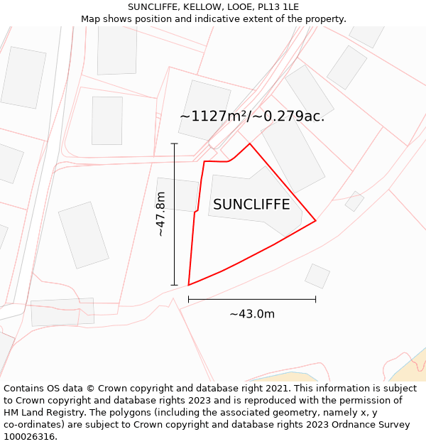 SUNCLIFFE, KELLOW, LOOE, PL13 1LE: Plot and title map