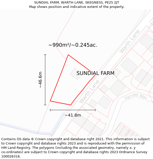 SUNDIAL FARM, WARTH LANE, SKEGNESS, PE25 2JT: Plot and title map