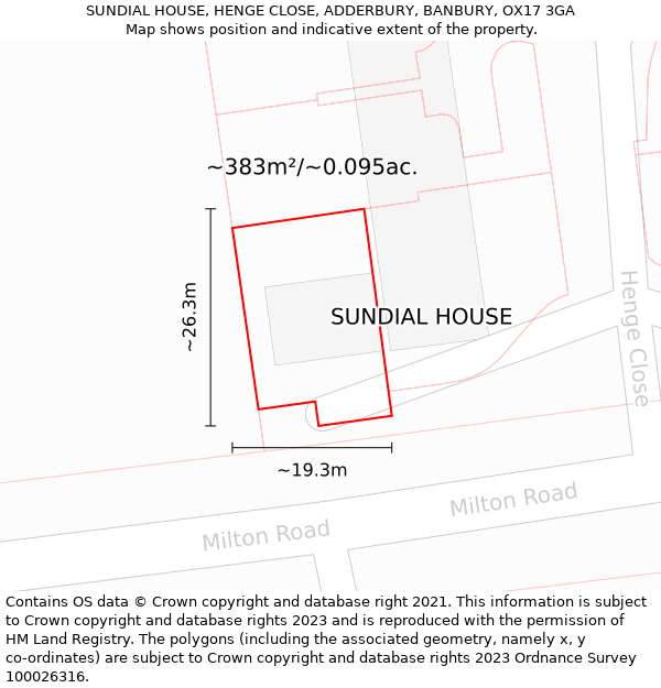 SUNDIAL HOUSE, HENGE CLOSE, ADDERBURY, BANBURY, OX17 3GA: Plot and title map