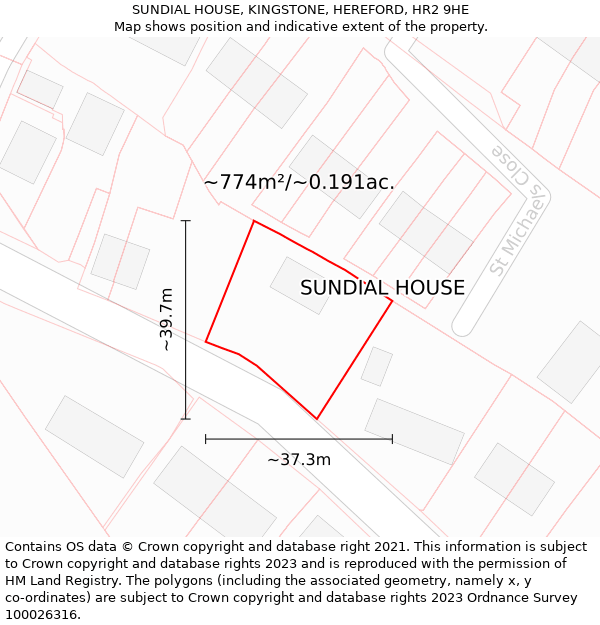 SUNDIAL HOUSE, KINGSTONE, HEREFORD, HR2 9HE: Plot and title map