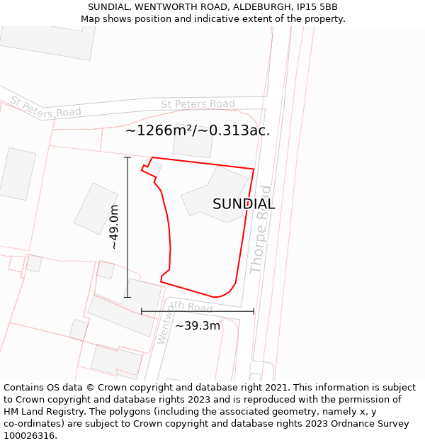 SUNDIAL, WENTWORTH ROAD, ALDEBURGH, IP15 5BB: Plot and title map