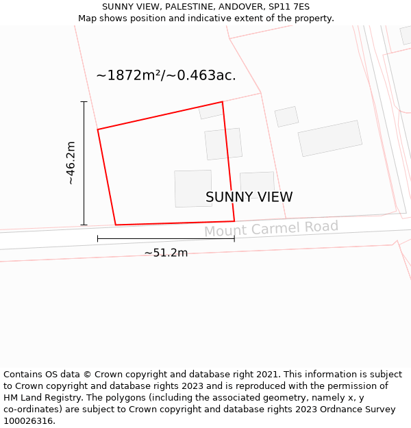 SUNNY VIEW, PALESTINE, ANDOVER, SP11 7ES: Plot and title map