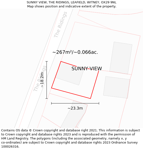 SUNNY VIEW, THE RIDINGS, LEAFIELD, WITNEY, OX29 9NL: Plot and title map