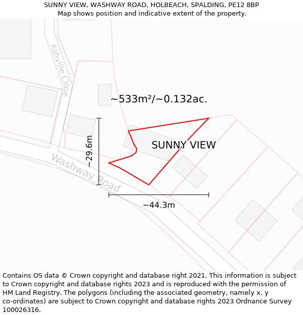 SUNNY VIEW, WASHWAY ROAD, HOLBEACH, SPALDING, PE12 8BP: Plot and title map