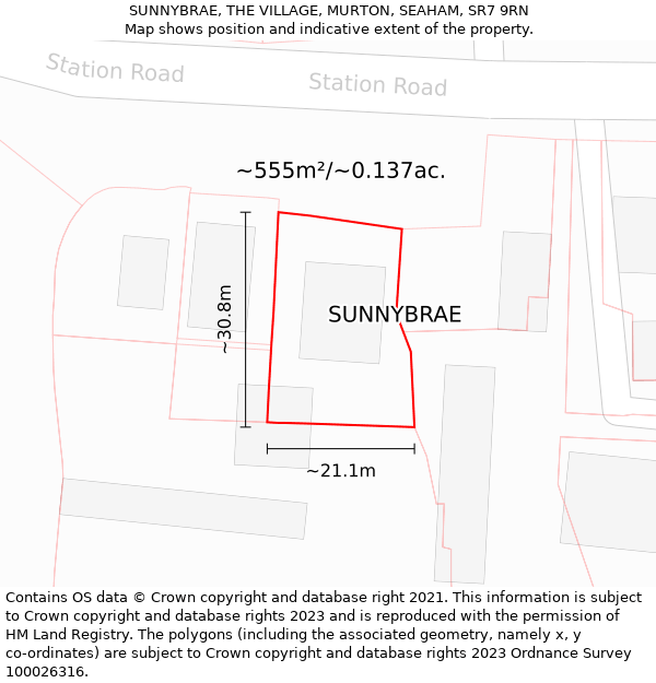 SUNNYBRAE, THE VILLAGE, MURTON, SEAHAM, SR7 9RN: Plot and title map