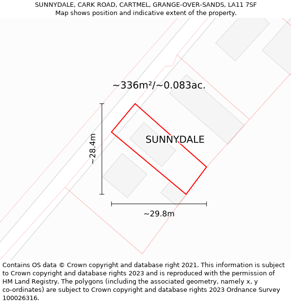 SUNNYDALE, CARK ROAD, CARTMEL, GRANGE-OVER-SANDS, LA11 7SF: Plot and title map