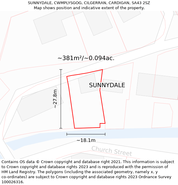 SUNNYDALE, CWMPLYSGOG, CILGERRAN, CARDIGAN, SA43 2SZ: Plot and title map