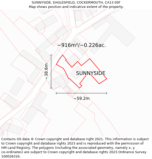 SUNNYSIDE, EAGLESFIELD, COCKERMOUTH, CA13 0SF: Plot and title map