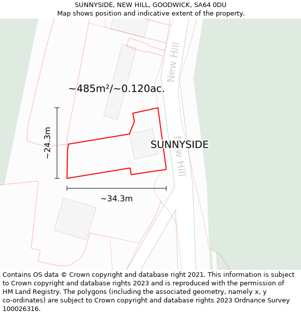 SUNNYSIDE, NEW HILL, GOODWICK, SA64 0DU: Plot and title map