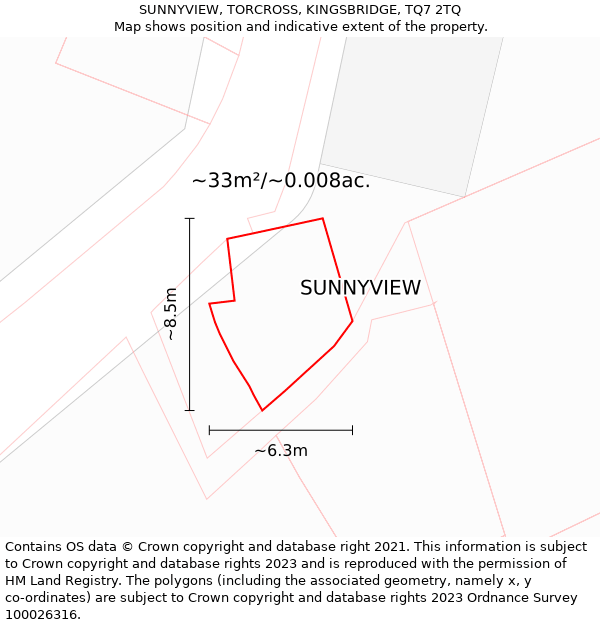 SUNNYVIEW, TORCROSS, KINGSBRIDGE, TQ7 2TQ: Plot and title map