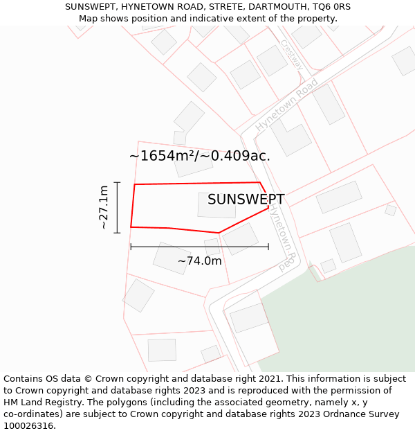 SUNSWEPT, HYNETOWN ROAD, STRETE, DARTMOUTH, TQ6 0RS: Plot and title map