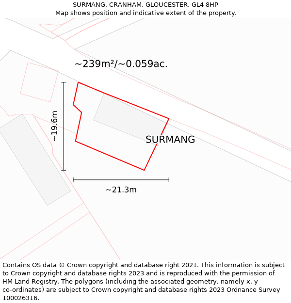 SURMANG, CRANHAM, GLOUCESTER, GL4 8HP: Plot and title map