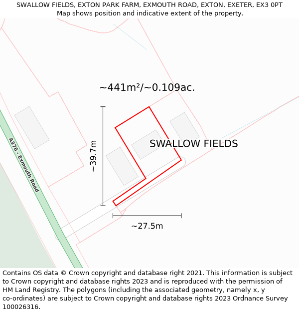 SWALLOW FIELDS, EXTON PARK FARM, EXMOUTH ROAD, EXTON, EXETER, EX3 0PT: Plot and title map