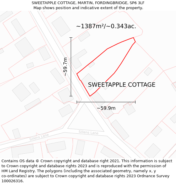 SWEETAPPLE COTTAGE, MARTIN, FORDINGBRIDGE, SP6 3LF: Plot and title map