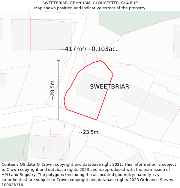 SWEETBRIAR, CRANHAM, GLOUCESTER, GL4 8HP: Plot and title map