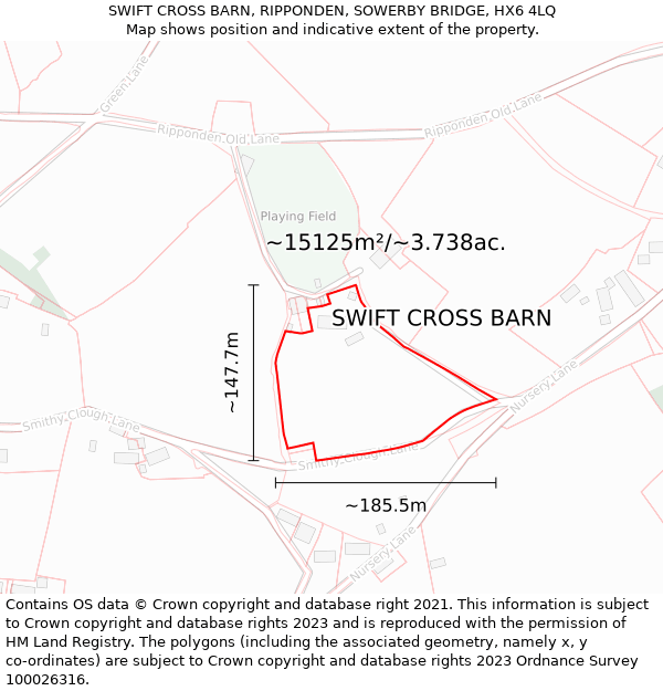 SWIFT CROSS BARN, RIPPONDEN, SOWERBY BRIDGE, HX6 4LQ: Plot and title map