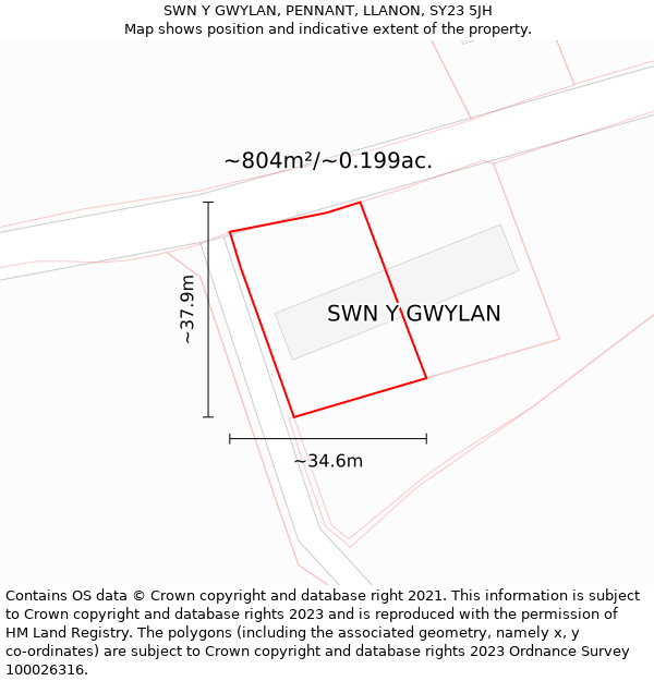SWN Y GWYLAN, PENNANT, LLANON, SY23 5JH: Plot and title map