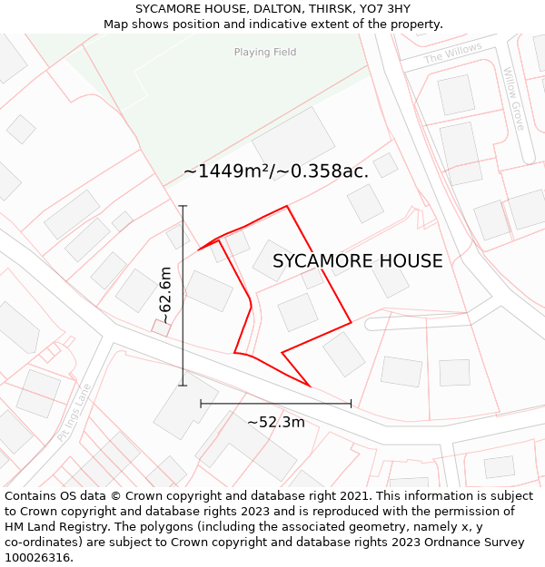 SYCAMORE HOUSE, DALTON, THIRSK, YO7 3HY: Plot and title map