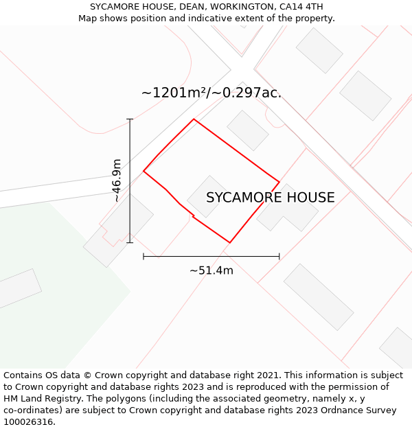 SYCAMORE HOUSE, DEAN, WORKINGTON, CA14 4TH: Plot and title map