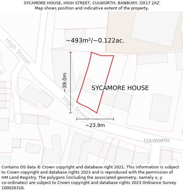 SYCAMORE HOUSE, HIGH STREET, CULWORTH, BANBURY, OX17 2AZ: Plot and title map