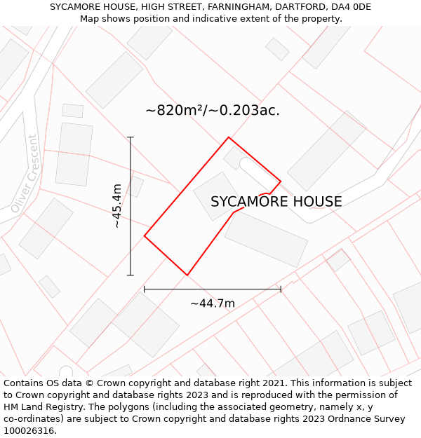 SYCAMORE HOUSE, HIGH STREET, FARNINGHAM, DARTFORD, DA4 0DE: Plot and title map
