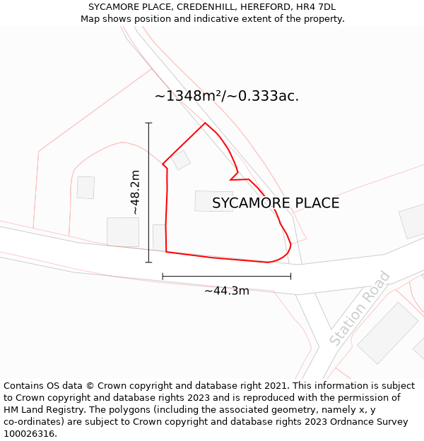 SYCAMORE PLACE, CREDENHILL, HEREFORD, HR4 7DL: Plot and title map