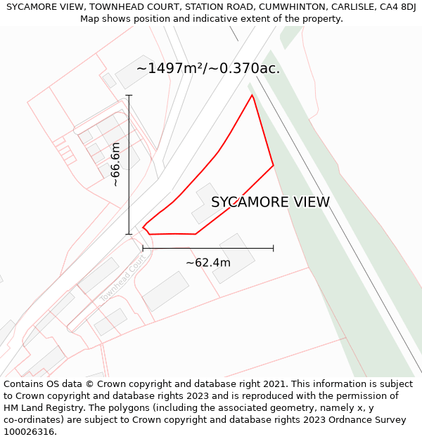 SYCAMORE VIEW, TOWNHEAD COURT, STATION ROAD, CUMWHINTON, CARLISLE, CA4 8DJ: Plot and title map