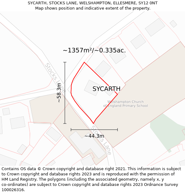 SYCARTH, STOCKS LANE, WELSHAMPTON, ELLESMERE, SY12 0NT: Plot and title map