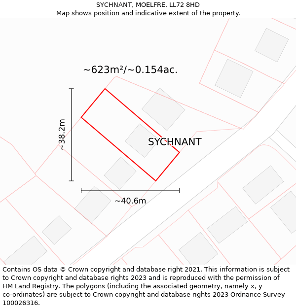 SYCHNANT, MOELFRE, LL72 8HD: Plot and title map