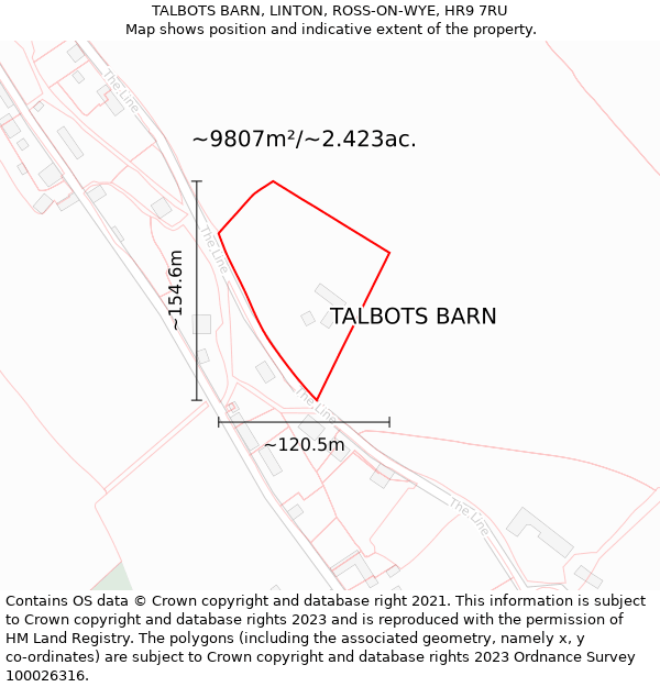 TALBOTS BARN, LINTON, ROSS-ON-WYE, HR9 7RU: Plot and title map