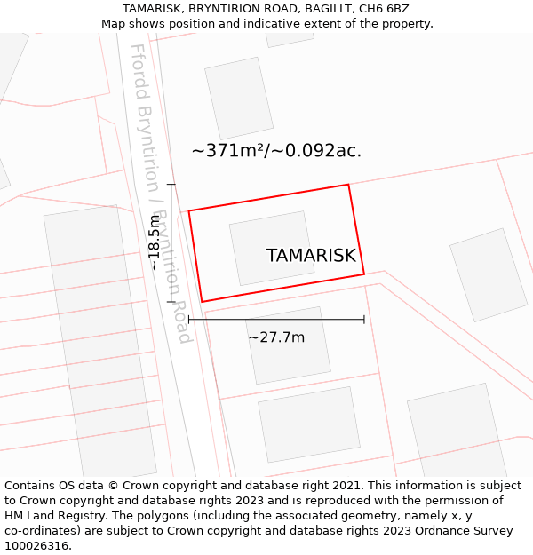 TAMARISK, BRYNTIRION ROAD, BAGILLT, CH6 6BZ: Plot and title map