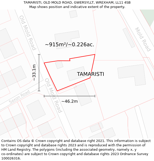 TAMARISTI, OLD MOLD ROAD, GWERSYLLT, WREXHAM, LL11 4SB: Plot and title map