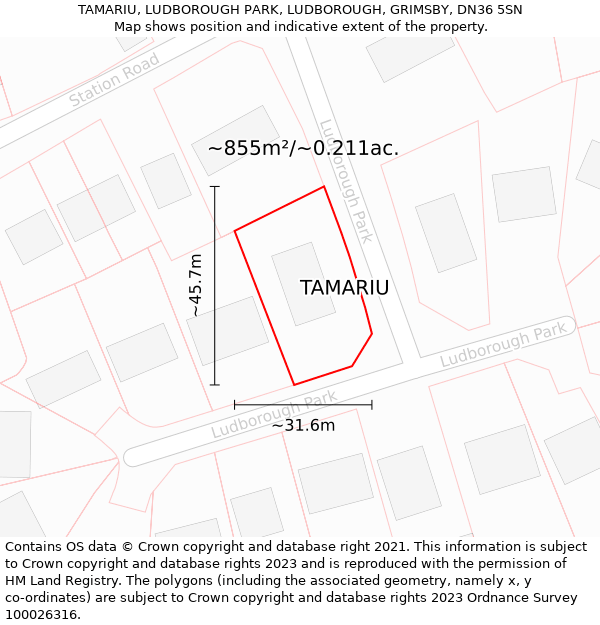 TAMARIU, LUDBOROUGH PARK, LUDBOROUGH, GRIMSBY, DN36 5SN: Plot and title map